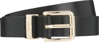 HUGO BOSS Italiaanse leren riem met goudkleurige gesp - Dames - Riemen - Zwart - 85 CM - Accessoires