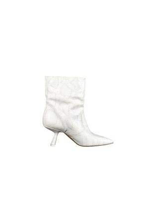Nicholas Kirkwood White snake embossed leather Lexi heeled ankle boots Size 37