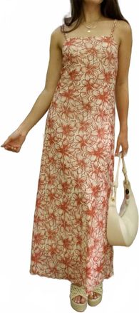Everleigh Charlotte Floral Maxi Dress In Dark Red & Cream