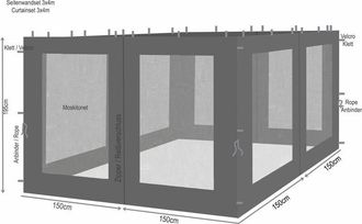 Quick-Star Quick-star - 4 Seitenteile Mit Moskitonetz F&uuml;r Rank Pavillon 3x3m Seitenwand Anthrazit Ral 7012