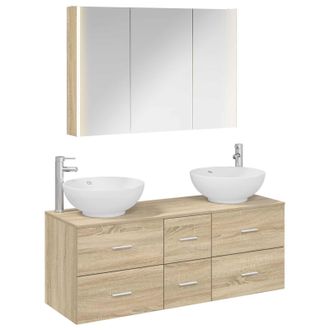 vidaXL Set Di Mobili Per Il Bagno 4 Pz Rovere Sonoma Vidaxl