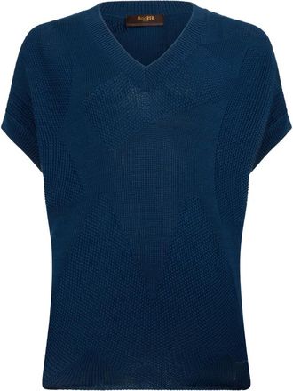 Moorer V-hals Vest - Dames - V-hals truien - Blauw - XS - Katoen - Truien & Vesten