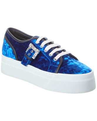 Sergio Rossi Twenty Buckle Velvet Platform Sneaker