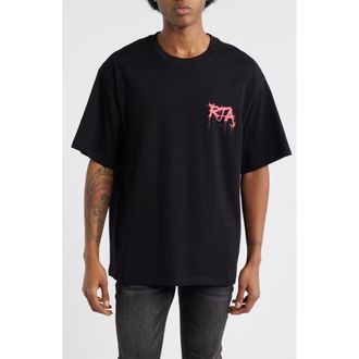 Rta Colin Graffiti Oversize Graphic T-Shirt in Black Graffiti Pink at Nordstrom, Size Xxx-Large