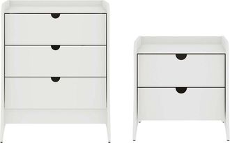 Manhattan Comfort Coney 2Pc Mid-Century Modern Dresser & Nightstand Set