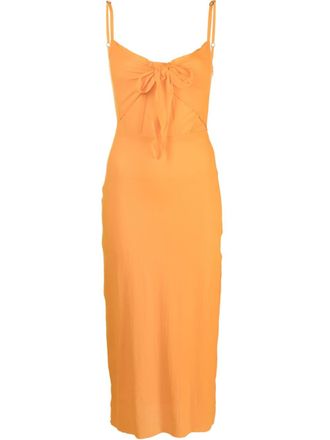 Patou tie-detail midi dress - Orange
