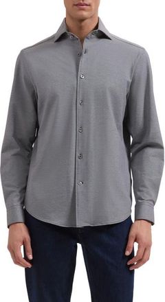 Bugatchi Devon OoohCotton Button-Up Shirt in Black at Nordstrom, Size Xxx-Large