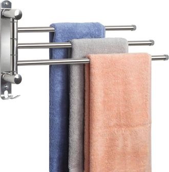 OEM (32cm) Toallero Plateado Con 3 Barras Giratorias De 180&deg; En Acero Inoxidable Sus304, Secador De Toallas De Pared, Toallero Que Ahorra Espacio Para Ba&ntilde;