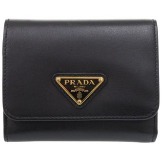 Prada Black Saffiano Triangle Wallet (Tri-Fold) (Pre-Owned)