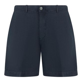 120% Lino 120% Lino, Casual Shorts, male, Blue, Size: M Linen Shorts
