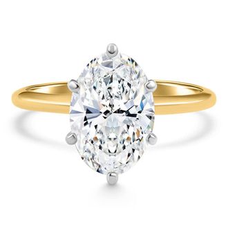 Pompeii3 Certified 4Ct Oval Solitaire Diamond Engagement Ring 14k Gold Lab Grown