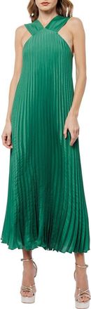 Ciebon Mellisa Pleated Satin Dress in Green at Nordstrom, Size X-Small