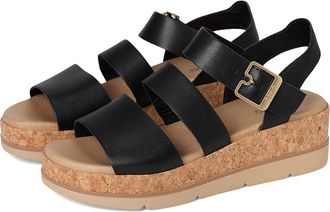 Dr. Scholls Once Twice Espadrille Platform Wedge Sandal Womens Sandals Black/Cork : 6.5 M, Leather
