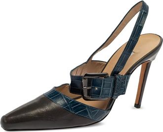 Manolo Blahnik Pumps a punta con fibbia e cinturino posteriore 95mm - Blu