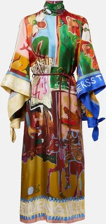 Alemais Al&eacute;mais x MLAK Tangible Love printed silk midi dress