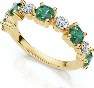Pompeii3 1Ct Sylvia Emerald & Diamond Anniversary Ring Gold Lab Grown