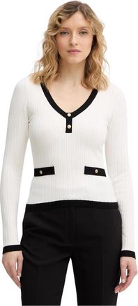 Guess Laurel Sweater - Dames - V-hals truien - Beige - XL - Polyester - Truien & Vesten