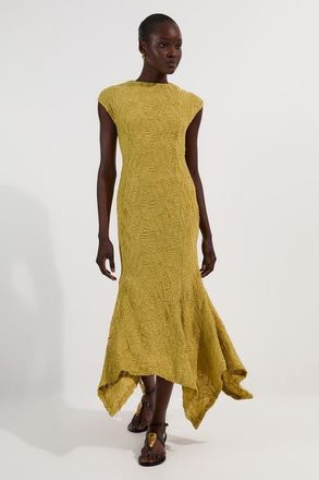 Karen Millen Sleeve Trim Detail Jersey Maxi Dress in Chartreuse at Nordstrom, Size X-Small P