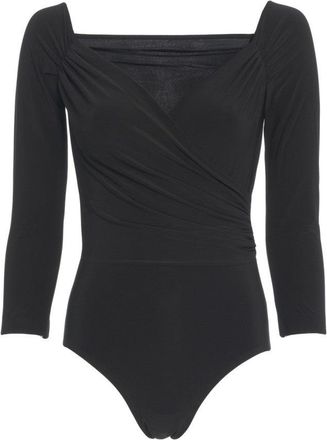Norma Kamali Draped Wrap Bodysuit With Square Neckline