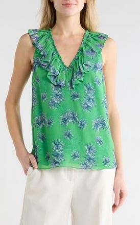 Ramy Brook Sibyl Fern Ruffle Top in Bright Fern Combo at Nordstrom Rack, Size X-Large
