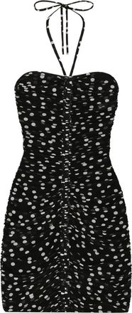 Dolce & Gabbana polka-dot draped tulle dress - women - Elastane/Nylon/Nylon/Elastane - 48 - Black