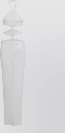 M&ocirc;not crepe dress cutout halter neck high slit