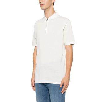 Emporio Armani Quarter-zip Piqu&eacute; Polo - Heren - Polos - Wit - L - Katoen - Tops