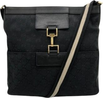 Gucci Pre-owned Cross Body Bags, male, Black, Size: ONE SIZE Pre-owned Vintage Canvas Cross Body Bag