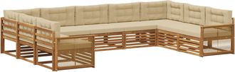 vidaXL Conjunto De Sof&aacute;s De Exterior 9 Uds. Natural Y Beige Vidaxl