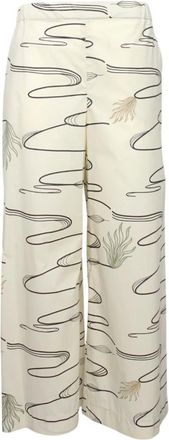 Max Mara Wide Trousers, female, Beige, Size: M Wide Leg Cotton Palazzo Pants