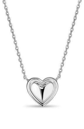 Devata Contoured Heart Pendant Necklace in Silver at Nordstrom Rack, Size 18