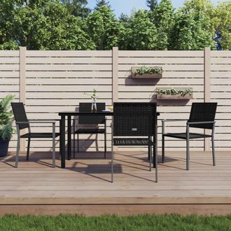 vidaXL Juego De Comedor Para Jard&iacute;n 5 Piezas Rat&aacute;n Sint&eacute;tico Y Acero Vidaxl