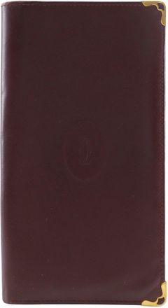 Cartier Must Wine Red Leather Long Bill Wallet (Bi-Fold) (Pre-Owned)