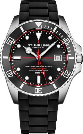 St&uuml;hrling Datemaster Heritage 4087 Mens 44mm - Black Stainless Steel - One Size