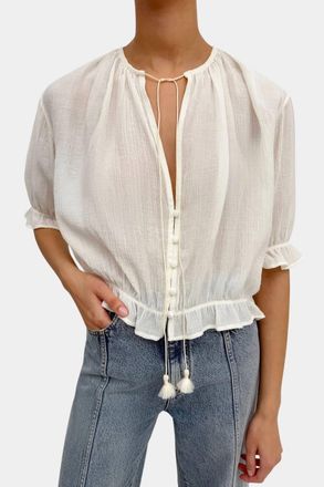 Rodebjer Perla Pliss&eacute; Blouse In Gardenia Cream