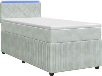 vidaXL Cama Con Base Tapizada, Colch&oacute;n Y Luz Led Gris Claro Terciopelo Vidaxl
