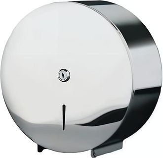 OEM Dispensador Redondo De Papel Higi&eacute;nico Para Rollos Grandes, Cromado, Con Cerradura Para Ba&ntilde;os P&uacute;blicos