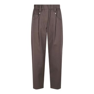 Brunello Cucinelli Brunello Cucinelli, Straight Trousers, female, Brown, Size: M Stretch Cotton Trousers