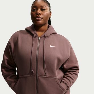 Nike Womens Nike Sportswear Phoenix Fleece Oversized Full-Zip Hoodie (Plus Size) in Purple | DV4979-502