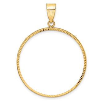Diamond2Deal 14k Yellow Gold and Diamond-cut 32.0mm Prong Coin Bezel Pendant