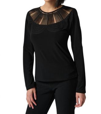 Joseph Ribkoff Chic Hip-Length Pullover Top In Black