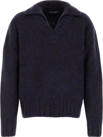 Dolce & Gabbana V-hals Gebreide Kleding - Heren - V-hals truien - Blauw - L - Truien & Vesten