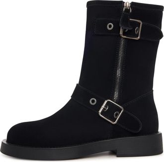Cesare Gaspari Rogue Buckle Moto Boot - Zwart - Dames - Enkellaarsjes - Zwart - 38 EU - Leer - Schoenen