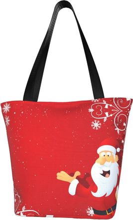 AOOEDM Santa Claus Merry Christmas Reusable Grocery Bag Shopping Bag Casual Shoulder Bag Handbag for Men Women ECO Market Bag Beach Bag Travel Totes