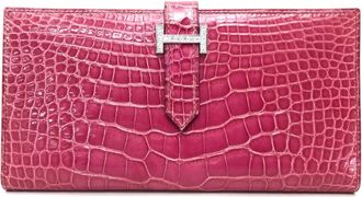 Herm&egrave;s Fuchsia Leather Long Wallet (Bi-Fold) (Pre-Owned)