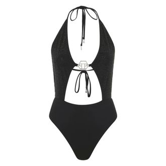 Philipp Plein Monokini Monogram Strass - Swimwear - Mujer - Negro - XS