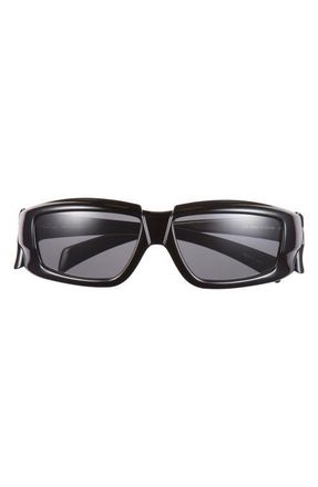 Rick Owens Rectangular Sunglasses in Black Temple/Black Lens at Nordstrom