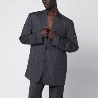 Balenciaga Grey pinstripe wool single-breasted jacket