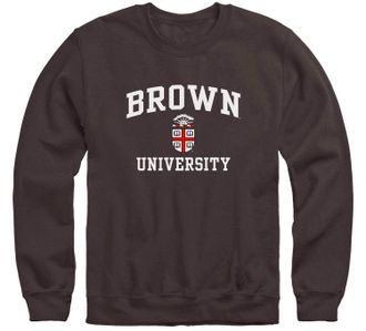 Ivysport Premium Cotton Crewneck Sweatshirt with Crest Logo, Brown - Brown, Large