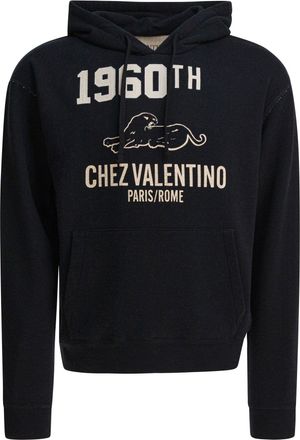 Valentino Cotton Hoodie Sweatshirts Nero-Uomo